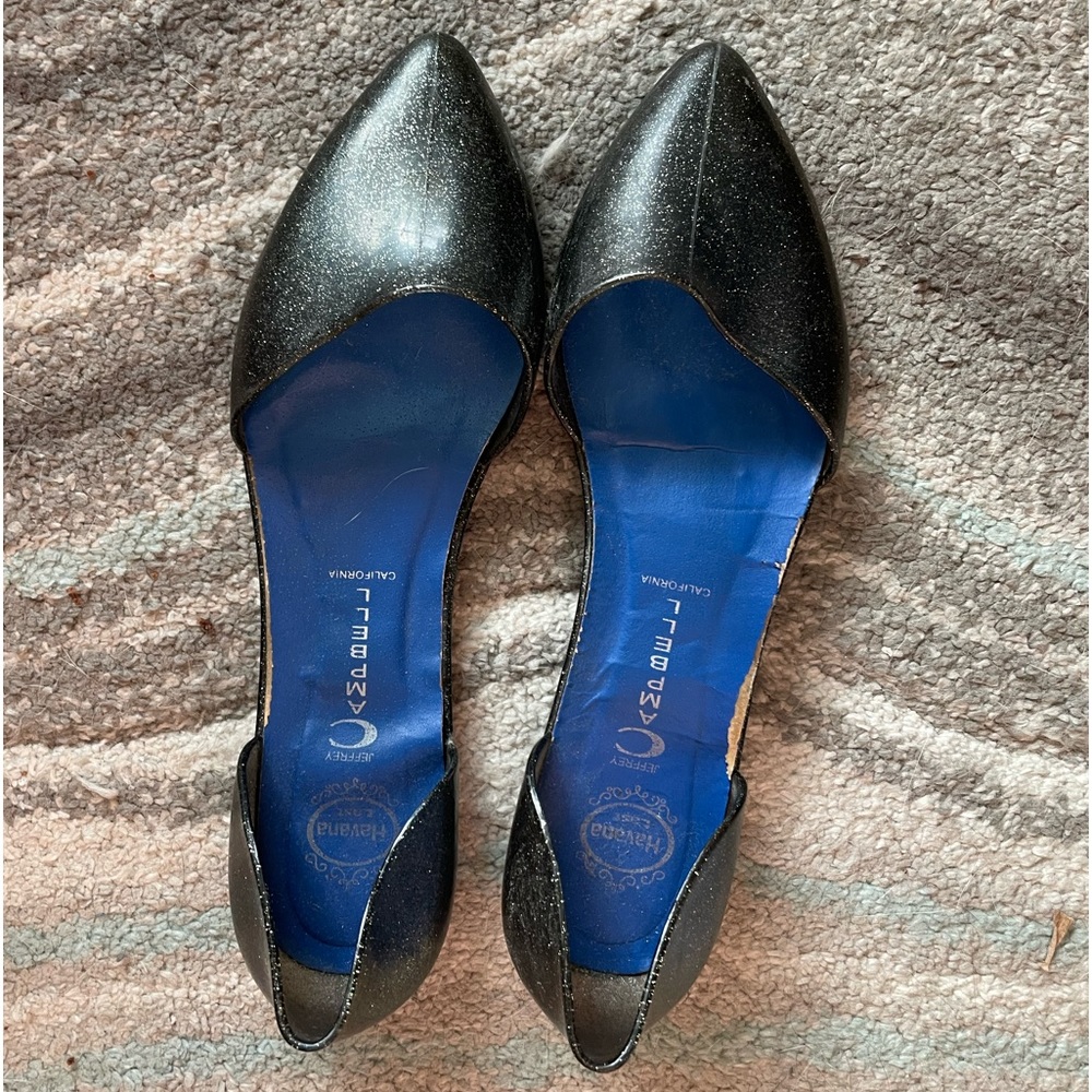 Jeffrey Campbell Havana Last d'Orsay Black and Silver Glitter Jelly Flats size 8